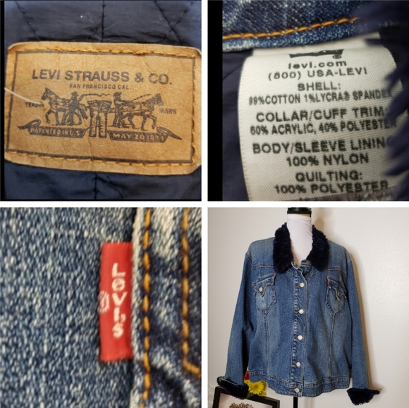 RARE Vintage 70s Levi Sherpa Truckers Denim Jean Quilted Jacket Unisex Spring - Picture 6 of 16